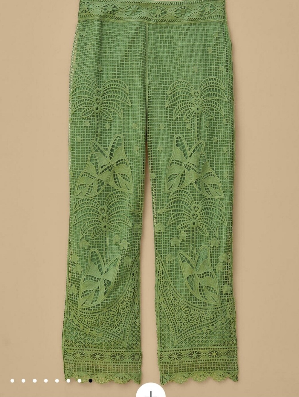 Farm Rio Green Guipure Lace Palm Leaf Wide Leg Pants | Size Small | NWOT - Picture 5 of 8